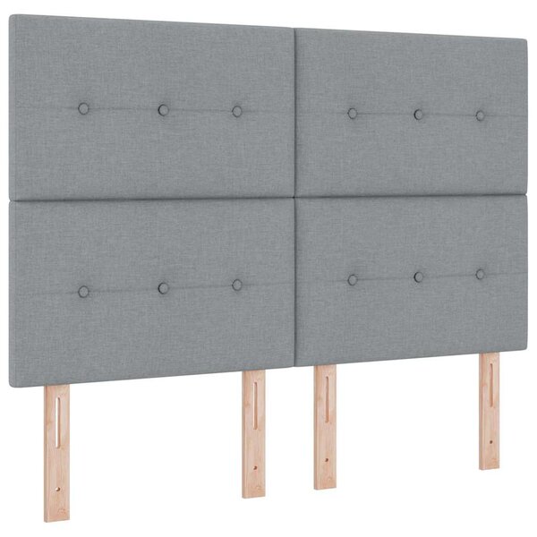 Postel s boxspringem s čelo Světle šedá 140 x 200 cm textil 3344072