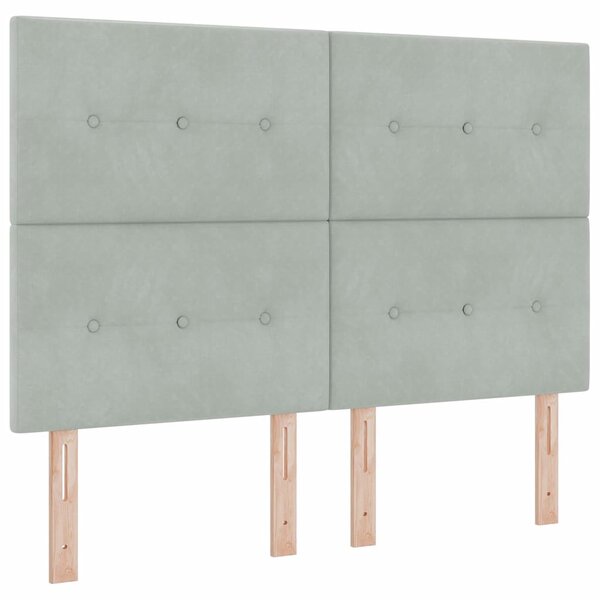 Postel s boxspringem s čelo Světle šedá 140 x 190 cm samet 3339830
