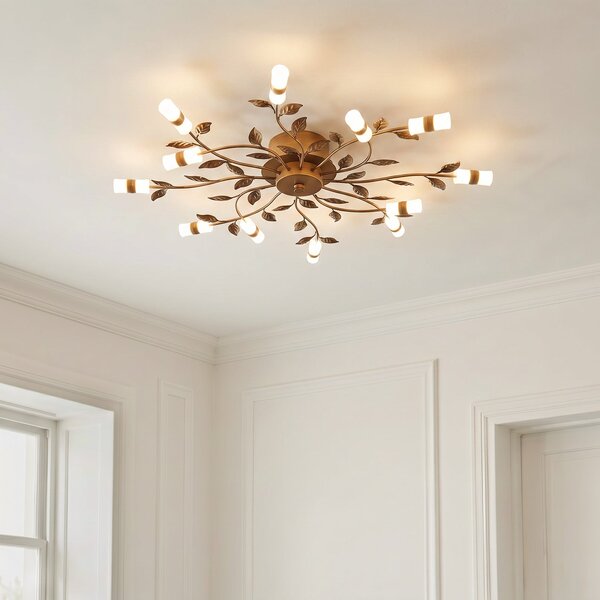 Stropní Lampa Lindby, Bentas, Bronzová / starobylá mosaz, Obývací pokoj, Kov, Florentinský