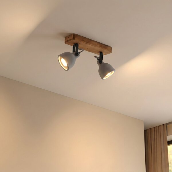 Stropní Lampa Lindby, Mitis, stmívatelné, Dřevo, Obývací pokoj, Beton, Industriální design