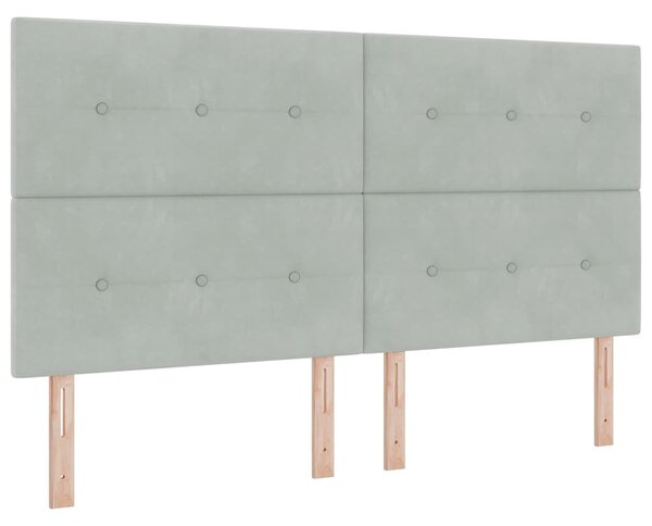 Postel s boxspringem s čelo Světle šedá 180 x 200 cm samet 3344957