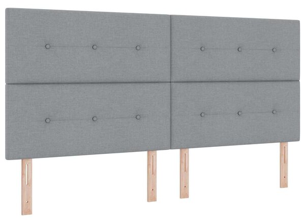Postel s boxspringem s čelo Světle šedá 200 x 200 cm textil 3339644