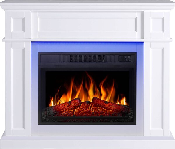 ArtiFlame Elektrický krb LINZ AF23S Elektrický stojící krb s topením 18W realistický efekt plamene LED osvětlení v 16 barvách dálkové ovládání bílý