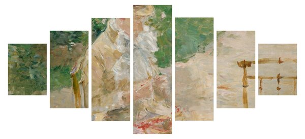 Obraz - Berthe Morisot French, Young Woman Knitting, reprodukce (210x100 cm)