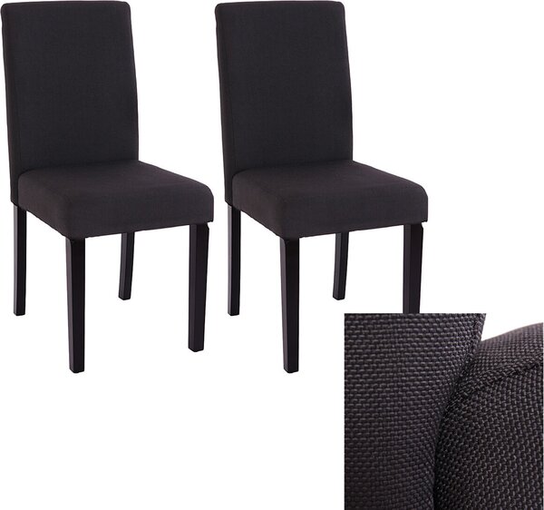 Sada 2 židlí do jídelny Kuchyňská židle Littau textil, černá, tmavé nohy
