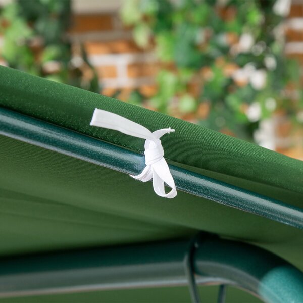 Outsunny Zahradní houpačka pro 3 osoby s nastavovací markýzou a ocelovou konstrukcí pro balkon, terasu, patio Nosnost 240 kg 172x110x153 cm Zelený pru