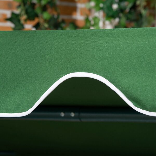 Outsunny Zahradní houpačka pro 3 osoby s nastavovací markýzou a ocelovou konstrukcí pro balkon, terasu, patio Nosnost 240 kg 172x110x153 cm Zelený pru