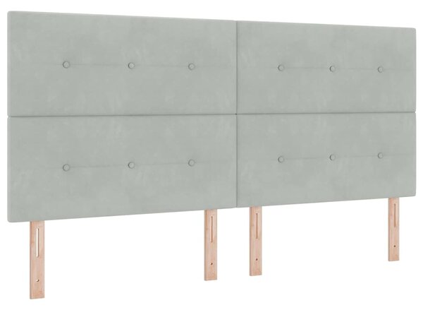 Postel s boxspringem s čelo Světle šedá 200 x 200 cm samet 3340946