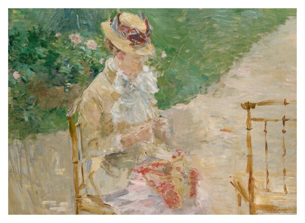 Obraz - Berthe Morisot French, Young Woman Knitting, reprodukce (70x50 cm)
