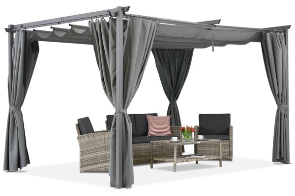 Antracitová terasová pergola se závěsy La Palma 3x4 Garden Point