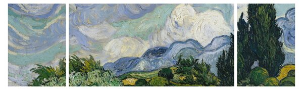 Obraz - Vincent van Gogh, Wheat Field with Cypresses, reprodukce (170x50 cm)