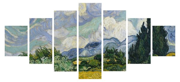 Obraz - Vincent van Gogh, Wheat Field with Cypresses, reprodukce (210x100 cm)