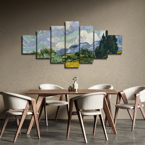 Obraz - Vincent van Gogh, Wheat Field with Cypresses, reprodukce (210x100 cm)