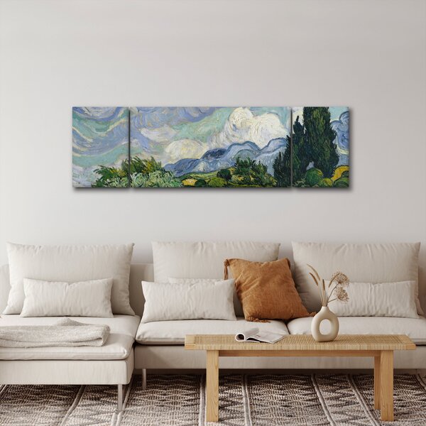 Obraz - Vincent van Gogh, Wheat Field with Cypresses, reprodukce (170x50 cm)