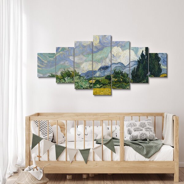 Obraz - Vincent van Gogh, Wheat Field with Cypresses, reprodukce (210x100 cm)