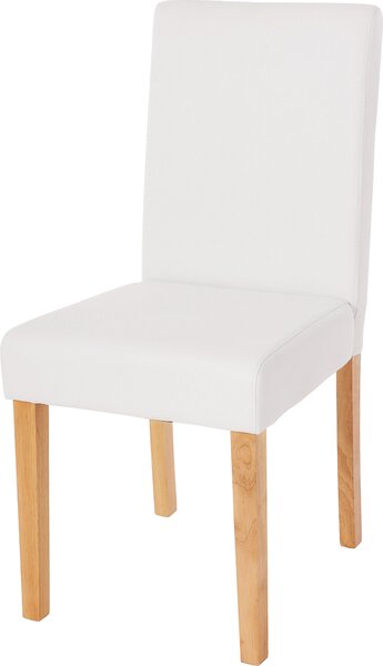 Jídelní židle Littau, kuchyňská židle židle, Imitace kůže bílá matná, světlé nohy
