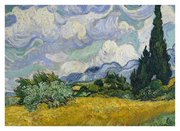 Obraz - Vincent van Gogh, Wheat Field with Cypresses, reprodukce (70x50 cm)
