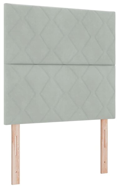 Postel s boxspringem s polštářem Světle šedá 90 x 190 cm samet 3339866