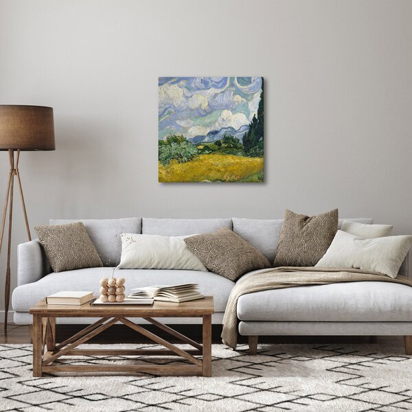 Obraz - Vincent van Gogh, Wheat Field with Cypresses, reprodukce (30x30 cm)