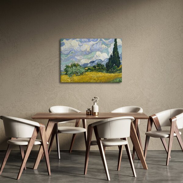 Obraz - Vincent van Gogh, Wheat Field with Cypresses, reprodukce (70x50 cm)