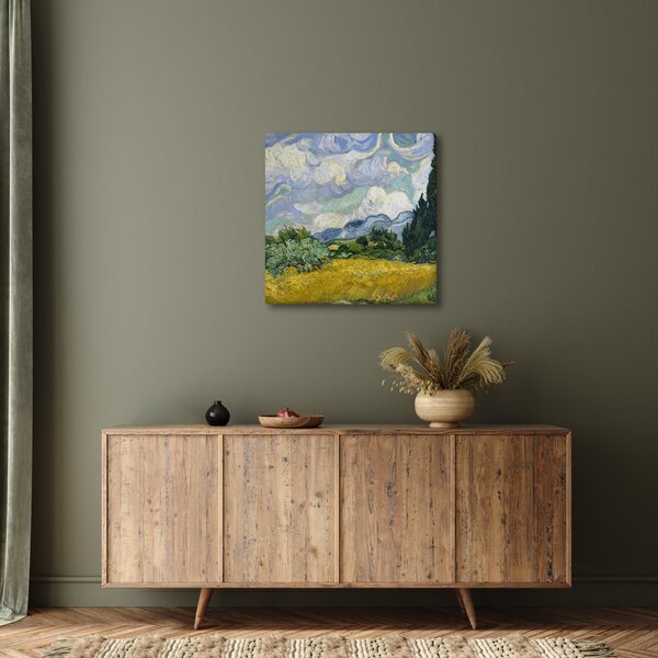 Obraz - Vincent van Gogh, Wheat Field with Cypresses, reprodukce (30x30 cm)