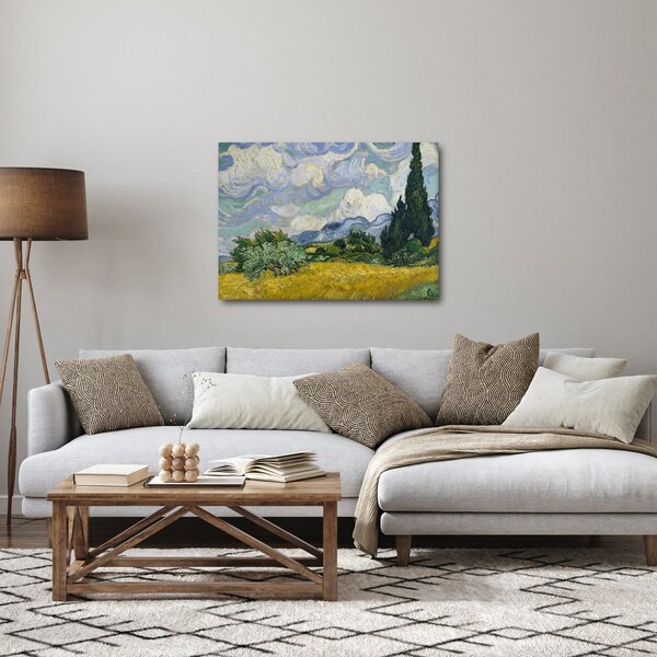 Obraz - Vincent van Gogh, Wheat Field with Cypresses, reprodukce (70x50 cm)