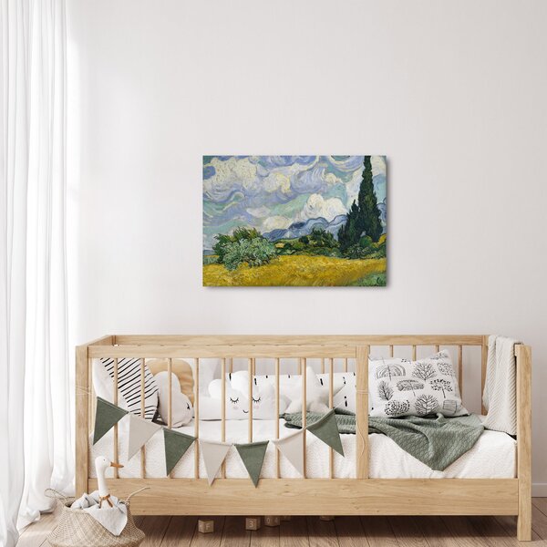 Obraz - Vincent van Gogh, Wheat Field with Cypresses, reprodukce (70x50 cm)