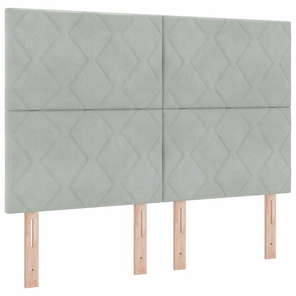 Postel s boxspringem s čelo Světle šedá 140 x 190 cm samet 3339896