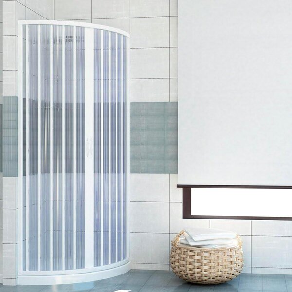 Půlkruhový sprchový kout z PVC, výška 185 cm, s centrálním harmonikovým otevíráním – 80 cm