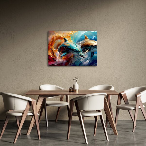 Obraz - Malba delfínů (70x50 cm)