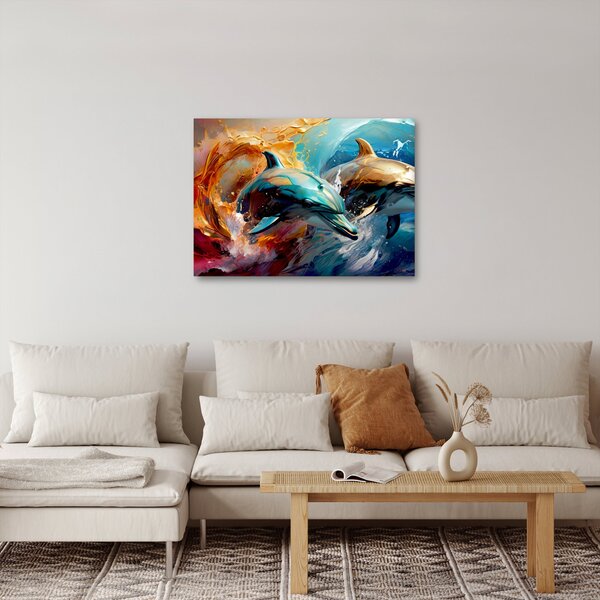 Obraz - Malba delfínů (70x50 cm)