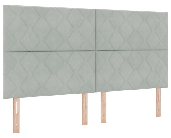 Postel s boxspringem s čelo Světle šedá 200 x 180 cm samet 3340994