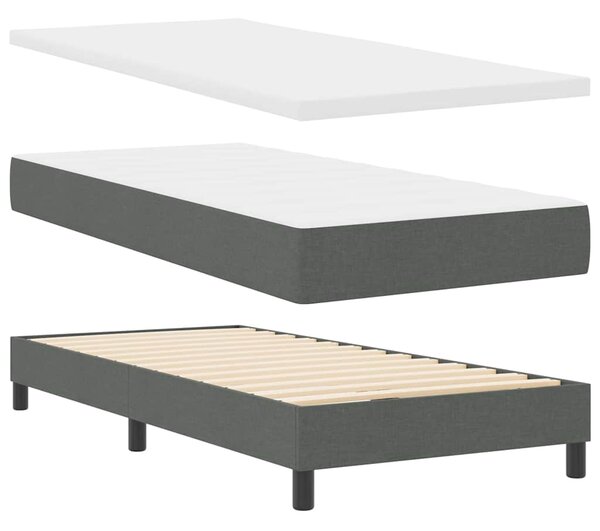 Postel s boxspringem s čelo Tmavě šedá 80 x 200 cm textil 3338567