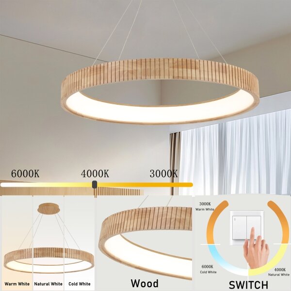 Brilagi - LED Lustr na lanku FALCON WOOD MODERN LED/60W/230V pr. 80 cm dřevo