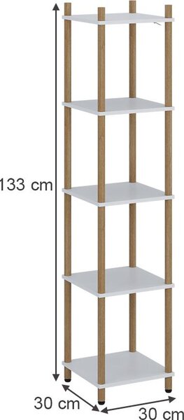 Rohová police Vicco Bivio Bílá/borovice 30 x 133 cm 5 polic, Model 57478