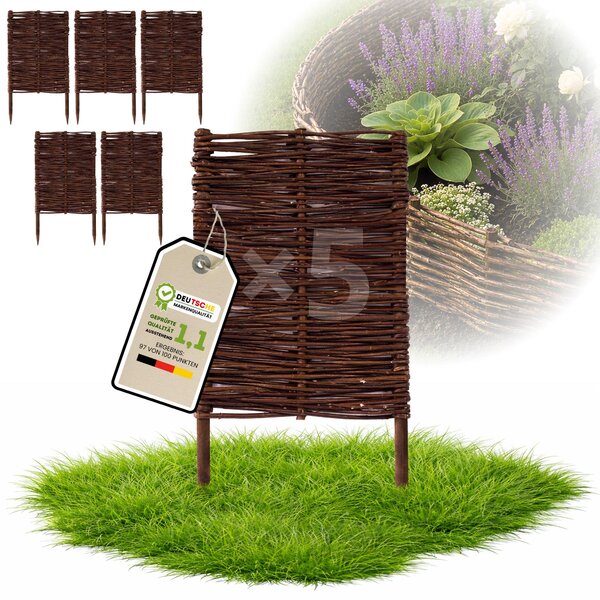 Floranica 5 kusů Vrbový plot 60 cm x 30 cm – Zahradní plot z vrbového proutí Palisáda Přírodní oplocení Ohraničení záhonu