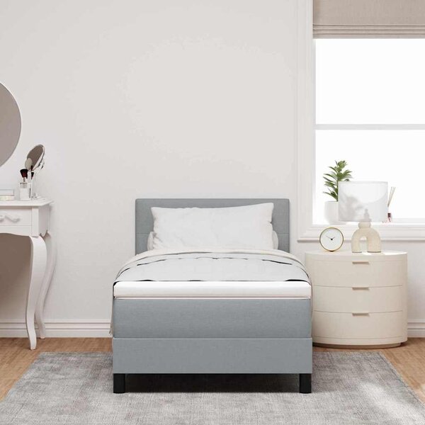 Postel s boxspringem s čelo Světle šedá 80 x 200 cm textil 3338643