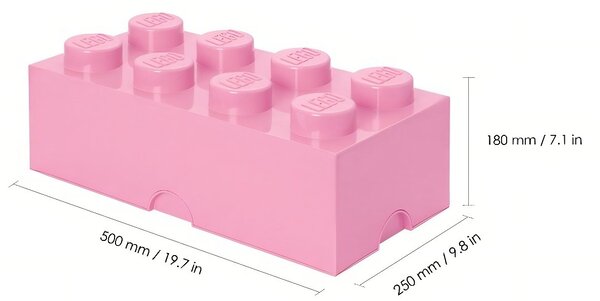 Světle růžový úložný box LEGO® Smart 25 x 50 cm