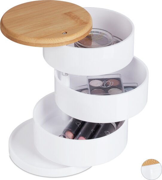 Organizér na kosmetiku Písluenství pro make-up 3 pihrádky s moností otáení bambusu