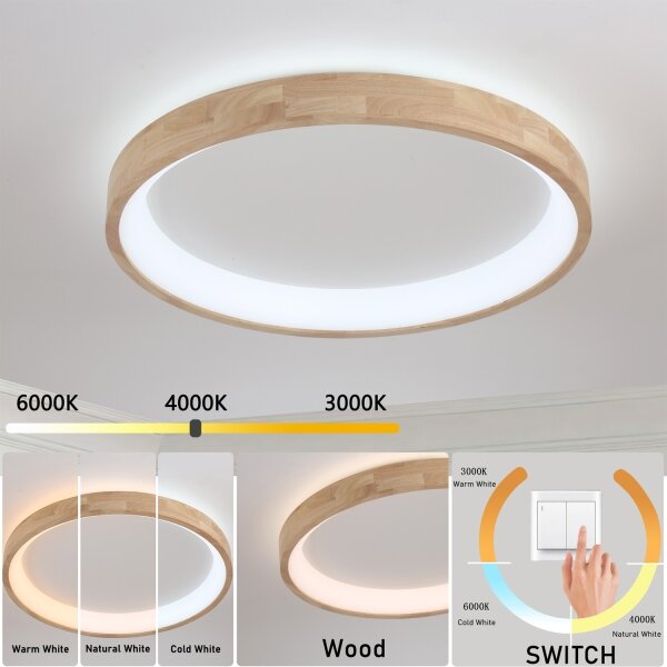 Brilagi-LED Strop. svítidlo FALCON WOOD LED/60W/230V 3000/4000/6000K 80 cm dřevo
