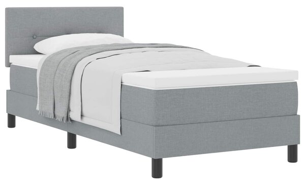 Postel s boxspringem s čelo Světle šedá 80 x 200 cm textil 3338643