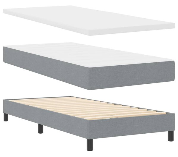 Postel s boxspringem s čelo Světle šedá 80 x 200 cm textil 3338643