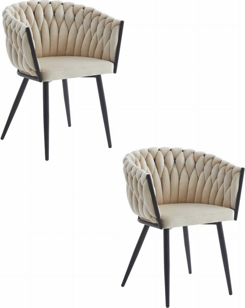 Židle Valora ORION, béžové sametové černé nohy x2 | Pár béžových židlí s elegantními černými nohami