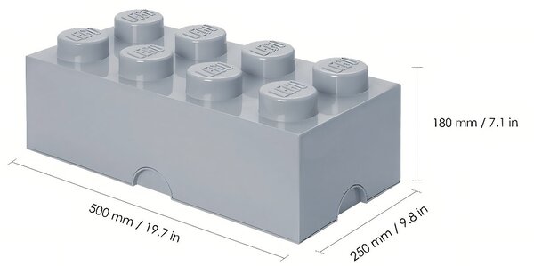 Světle šedý úložný box LEGO® Smart 25 x 50 cm