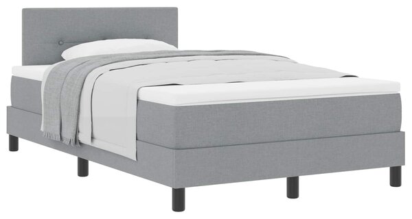 Postel s boxspringem s čelo Světle šedá 120 x 200 cm textil 3338678