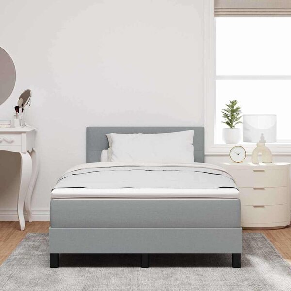 Postel s boxspringem s čelo Světle šedá 120 x 200 cm textil 3338678