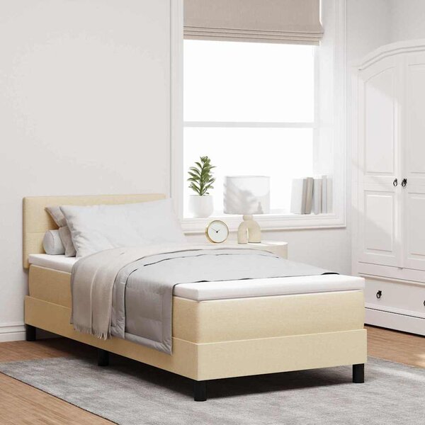Postel s boxspringem s čelo Krémová 80 x 200 cm textil 3338648