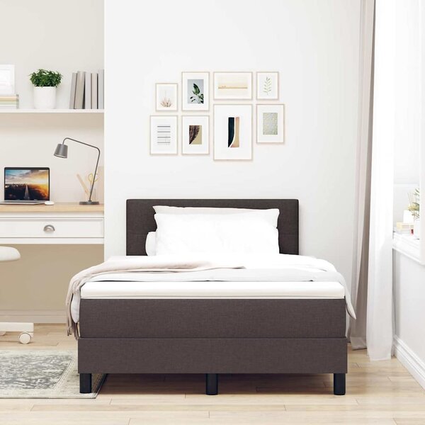 Postel s boxspringem s čelo Tmavě hnědá 120 x 190 cm textil 3338674