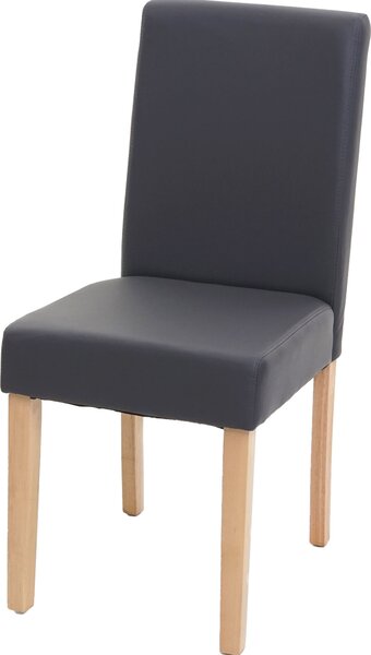 Jídelní židle Littau, kuchyňská židle židle, Imitace kůže šedá matná, světlé nohy