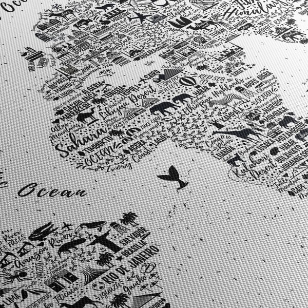 Obraz - Mapa z piktogramů (s hodinami) (90x30 cm)